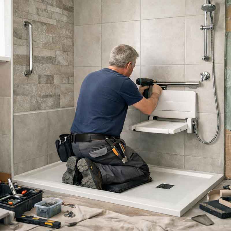 Douche italienne moderne installée dans une salle de bain rénovée